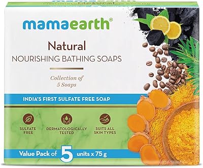 Natural nourishing soap Mama Earth 5 x 75.. Shop without boundaries at DIAYTAR NIGERIA, offering extensive variety at prices you'll appreciate.