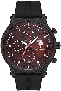 Analog watch for men with brown dial and black silicone bracelet, 46 mm - Water resistant 5 ATM - USPA1008-08.. Experience shopping freedom with DIAYTAR NIGERIA's comprehensive platform and reliable shipping service.