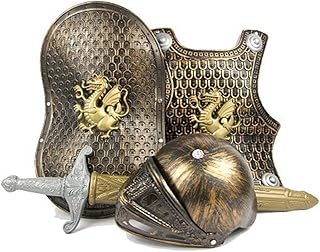 4 pieces set of soldier's costumes Gladiator Knights Medieval armor toy Shield + Shield + Warrior Helmet Imaginative Halloween clothing Accessories Brass Gift Accessories.. DIAYTAR NIGERIA: Your partner in affordable online shopping with reliable 5-8 day shipping nationwide.