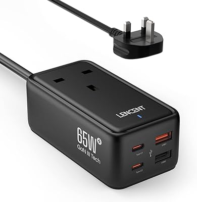 USB charger C launch 65 W, fast wall charger GAN III 4 ports with 1 AC + 4 USB ports, desktop pd charger, compatible with laptop, macbook, iPad pro, iPhone and Plus (black).. DIAYTAR NIGERIA: Your trusted marketplace that combines variety, affordability and reliable shipping.