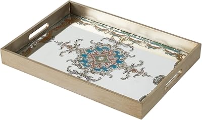 18 -inch Miki Benjara decorative tray, Damasse finish artistic mirror, natural tone.. Experience the simplicity of DIAYTAR NIGERIA's extensive marketplace with delivery within 8 days.
