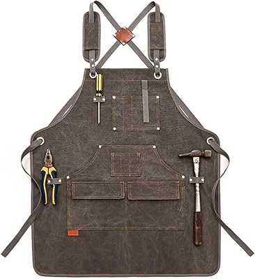 Yazgan apron, cotton canvas adjustable leather apron man and woman halter hotel restaurant café hair salon norf (color: gray).. DIAYTAR NIGERIA delivers more than products - we deliver affordable solutions within days.
