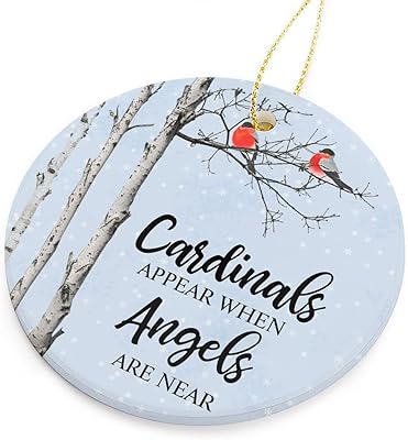 Ornament of Christmas memories, cardinals appear when the angels are nearby, commemorative ceramic ornament to hang, commemorative tree, sympathy gifts for a love, 3 inches.. DIAYTAR NIGERIA delivers value, variety, and convenience with our nationwide 5-8 day shipping.