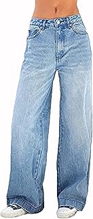 Ample breathable jeans on a large leg for women with pockets and buttons, retro boyfriend pants high waist (color: blue, size: m).. DIAYTAR NIGERIA: Where countless products meet affordable prices and reliable nationwide shipping.