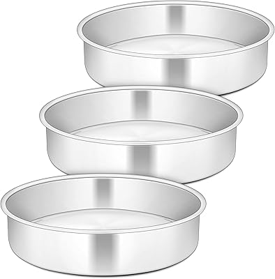 HIROJO Round cake in 8-inch stainless steel for 3-piece cooking cake molds tin for birthday, wedding, Christmas, 5 cm deep, seamless design, durable and washable in the dishwasher.. DIAYTAR NIGERIA: The marketplace that brings affordable products to every Nigerian home in under 8 days.