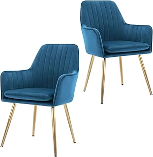 Mahmayi velvet dining chair, set of 2 medium back chairs, modern and comfortable design with gold -plated feet for the living room (blue, 2 rooms).. Shop from our extensive catalog at DIAYTAR NIGERIA and enjoy doorstep delivery in just 5-8 days.