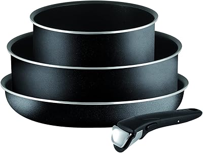 Tefal Ingenio Essential 4 -piece kitchen battery removable black handle.. DIAYTAR NIGERIA: Bringing the marketplace to every Nigerian with affordable prices and quick delivery.