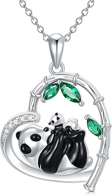 Sterling 925 silver panda necklace, pendant mother and child panda in the shape of heart collar pendant gift for women girls, sterling silver, cubic zirconia.. DIAYTAR NIGERIA: Your partner in affordable online retail with reliable delivery across the nation.