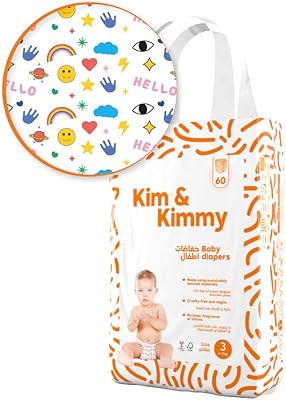 Kim & Kimmy diapers - size 3, 6-11 kg, quantity 60 fun icons.. DIAYTAR NIGERIA: Your partner in affordable e-commerce with dependable delivery across Nigeria.