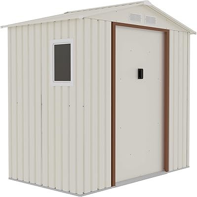 Cameltough metal storage shelter, 7x4.2 feet, metal garden shed. Perfect for storing patio furniture and garden tools. Garage organizer, weather resistant. with warranty. Beige, C-640.. Looking for trendy fashion, home essentials, or electronics? DIAYTAR Nigeria has it all and delivers within days, not weeks.