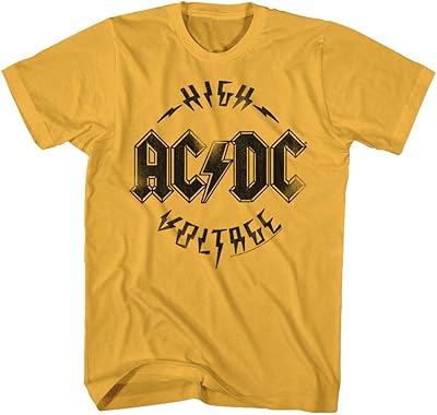 ACDC Heavy Metal Rock Band High Tension T-shirt with adult ginger, orange.. DIAYTAR Nigeria brings you closer to everything you need — fast delivery, low costs, and variety.