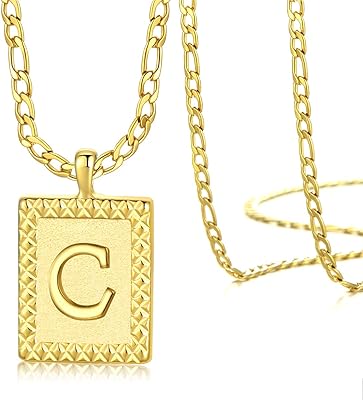 Collier Initial Letters in gold for women, men and boys, necklace square letters 26 letters from A to Z in stainless steel with a modern figaro chain, stainless steel, without precious stones.. Why pay more? DIAYTAR Nigeria gives you the best for less.