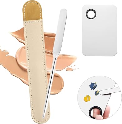 3 stainless steel makeup spatulas, foundation tool mixture with lid and leather palette, professional cosmetic palette scraper to mix the liquid foundation and mix the colors of the nail art.. DIAYTAR NIGERIA transforms wishes into deliveries with our affordable and reliable e-commerce platform.