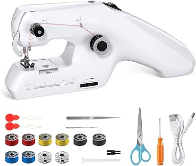 Mini portable sewing machine, electric sewing machine with seam accessories, suitable for clothing, curtains, jeans, leather (white).. From checkout to your doorstep in less than a week — DIAYTAR Nigeria.
