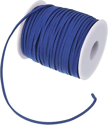 Batekiel 50 meters of 3 mm suede cord with coil, flat leather lace for the manufacture of necklaces, bracelets, jewelry, pearls and manual work, dark blue.. DIAYTAR NIGERIA: Where every search yields affordable results delivered promptly to your door.