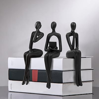 PWBSLAI 3 pieces Modern decor, abstract art sculpture of seated thinker, resin statue to collect, figurines accentuating the decoration of the house for the desk decoration (black).. Quick delivery. Quality products. Great deals. That’s DIAYTAR Nigeria.