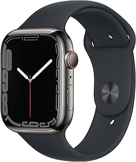Apple Watch Series 7 (GPS + Cellular, 41 mm) - Dark gray stainless steel housing with Skyt Sky Sport bracelet - Standard cut.. DIAYTAR NIGERIA: Your affordable gateway to thousands of products delivered within a week.