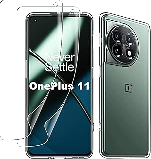 VOISE Transparent shell compatible with OnePlus 11 with 2 screen protection films, Flexible silicone striped stripes and flexible TPU mobile shell absorbing shocks (transparent).. Experience budget-friendly shopping at DIAYTAR NIGERIA, Nigeria's premier online marketplace with quick delivery.