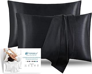 Satin pillowcase, set of 2 silk satin pillowcases for hair and skin, queen size with envelope closure (50 x 70 cm, elegant black).. DIAYTAR NIGERIA: Where quality products become affordable with our nationwide shipping service.