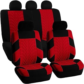 FH Group Set of luxury car seat holders in red fabric - Universal size, for cars, low back, airbag compatible, divided rear seat, washable for SUV and sedans.. DIAYTAR NIGERIA connects you with endless possibilities through our affordable e-commerce platform.