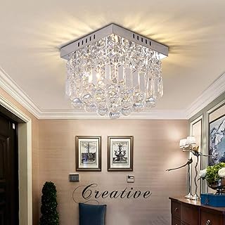 LED ceiling light K9 in crystal, warm yellow light, square chandelier for dining room, living room.. Order now, relax later — DIAYTAR Nigeria ships in 5 to 8 days.