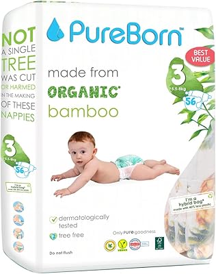 Disposable layers for baby in biological bamboo-natural pureborn size 3-economical language-from 5.5 to 8 kg-56 pieces-print marguerite-sub-protection maximum against the leaks-seventies of the newborn newborn.. DIAYTAR NIGERIA: Where every Nigerian finds affordable products delivered within the week.