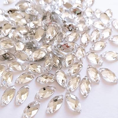 300 pieces of fantasy rhinestones transparent horse eye to sew on flat acrylic flat back, embroidered rhinestones for 6x12mm (silver) clothing (silver).. DIAYTAR NIGERIA: Your partner in affordable online retail with reliable delivery across the nation.