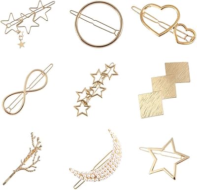 9 Pieces hair clips, small golden hair clips, elegant hair accessories for women girls, hair clip in pearl star for wedding and daily use, 9 different styles.. DIAYTAR NIGERIA: Bridging the gap between consumers and quality products with affordable nationwide shipping.
