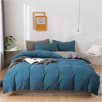 Sigurus Soft King size sheets - Simple and elegant duvet cover - Drap -housing - Pillowcase - 4 -room bed set (blue + gray).. A world of products at your fingertips — thanks to DIAYTAR Nigeria.