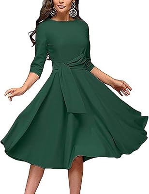 Elegant ruffle dress for women Audrey Hepburn Design with round neck and 3/4 sleeves, mid-length without swinging.. Why shop anywhere else? DIAYTAR Nigeria has it all, at prices you’ll love.