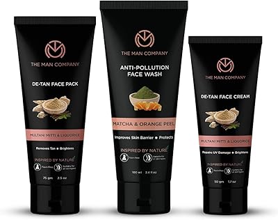 The Man Company de-Tan Naturally | Combo of anti-pollution face cleaner, Detan face cream and Detan Face Pack | Lightened and hydrated - Lot of 3.. DIAYTAR NIGERIA combines affordability, variety, and convenience with nationwide delivery services.