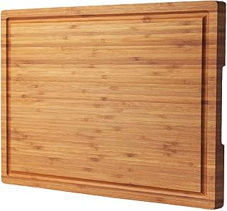 Bamboo cutting board for the kitchen, large cutting board for 18 -inch cheese cold cuts with side handles and juice grooves.. DIAYTAR NIGERIA: Redefining e-commerce with affordable prices and reliable nationwide shipping.