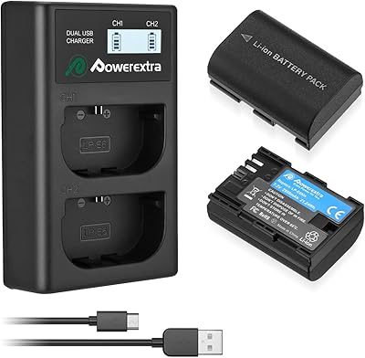 POWEREXTRA LP-E6NH High capacity battery 2950 mAh and USB charger compatible with Canon LP E6 R5 R6 90D 60D 70D 80D 5D IV 6D 6D II 7D.. Shop with confidence at DIAYTAR NIGERIA, offering thousands of products with budget-friendly shipping.