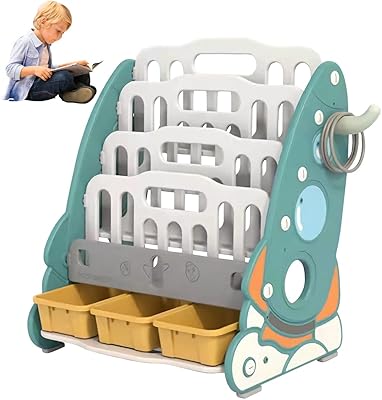 Library for children with storage organizer, library for toddlers, standing library with 4 shelves and 3 boxes of cardboard books for games room, crèche, school, baby.. Discover a world of affordable shopping with DIAYTAR NIGERIA's vast marketplace delivered to you in days.