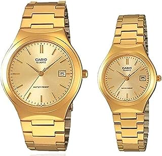 A set of unisex watches of "Casio" with a stainless steel bracelet and a golden dial (2 pieces) MTP/LTP-1170N-9a.. Shop smart, shop DIAYTAR — Nigeria’s trusted e-commerce site.