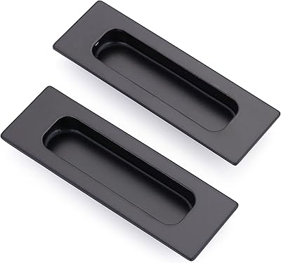 Rectangular sliding door handles in matt black stainless steel mangsen 12x4x1.2 cm for 2 room sliding barn door.. DIAYTAR NIGERIA: Where shopping meets satisfaction with affordable prices and delivery within 8 days.
