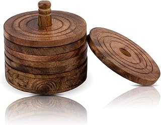 Gifts Planet - Set of 6 layers with support - Handmade Wooden Surveners for coffee, tea, cups and wine glasses - Cremaillère hanging gift - Excellent quality.. Need it fast? Need it cheap? Choose DIAYTAR Nigeria.