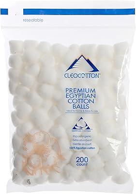 Cleocoton, luxury cotton balls (200 pieces), 100 % Egyptian and sterilized cotton (made in Egypt).. Buy better with DIAYTAR Nigeria — the ultimate e-commerce platform in Nigeria.