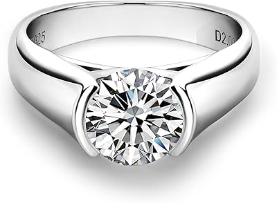 Half-Lunette Ring in Moissanite 2 carats for women in platinum plated silver.. Shop smart with DIAYTAR NIGERIA's vast selection and enjoy affordable shipping in just 5-8 days.