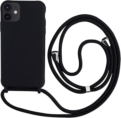 Shuffle shell compatible with iPhone 12/12 Pro 6.1, Soft silicone shell with neck tower, black.. DIAYTAR NIGERIA: Where shopping meets satisfaction with affordable prices and prompt delivery services.