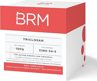BRM Chemicals Triclosan - 100 grams for the manufacture of soap, shampoo, cosmetics, manufacturing of serum, beauty formulations, moisturizer, manufacturing of lotions, domestic use and personal care for the face, hair, skin and body.. DIAYTAR NIGERIA delivers more than expected with our extensive catalog and 5-8 day delivery service.