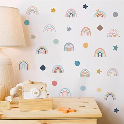 Bohemian rainbow wall stickers for children's children's rooms, PVC removable wall stickers for the decoration of the house, the crèche and the classroom (76 rooms).. DIAYTAR NIGERIA: Simplifying access to thousands of products with affordable nationwide shipping.