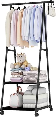 Beauty clothing breastplate, clothing breaking down, coat rack, durable rotary breastpin with casters, multifunctional metal clothing breastout with 2 level shelf (black).. Embrace the convenience of DIAYTAR NIGERIA with thousands of products at your fingertips, delivered nationwide.