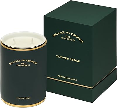 Wallace & Co cedar and vetiver. - 2 wicks - fresh, rich and elegant - spicy aromatherapy wood candle - soybean candle in imperial porcelain with 18 -carat gold edge - 750 ml.. DIAYTAR NIGERIA: Your gateway to affordable products delivered reliably across Nigeria.