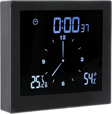Shower clock with suction cup upper and lower temperature alarm