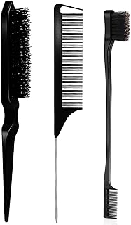 Set of 3 elegant banana home brushes, hair comb, hair brush, hair comb, hairbrush, solid rat -tail comb for women, men and children ... (3 black pieces).. DIAYTAR NIGERIA: Putting quality products within reach of every Nigerian through our affordable marketplace.