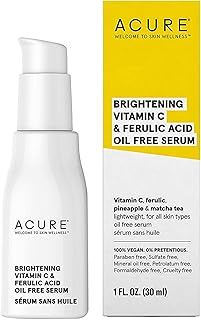 Acure serum lightening with vitamin C and Ferulic acid | without oil | 100 % vegan | more bright appearance | Radious shine with pineapple extracts and matcha | For all skin types | 1 fl oz (the packaging may vary).. Big savings, small wait times — shop now at DIAYTAR Nigeria.