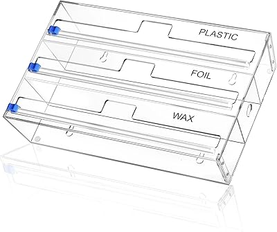 Acrylic roller distributor with cutter, 3 in 1 kitchen lift holder, storage box for plastic film, parchment paper, aluminum paper or waxed paper, compatible with a 33 cm roller.. DIAYTAR NIGERIA: Your partner in affordable shopping with nationwide delivery in just 5-8 days.