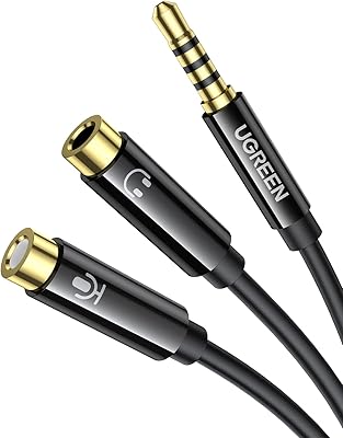 Ugreen - 3.5 mm headphones adapter Male to female separate adapter for helmet and microphone - black.. DIAYTAR NIGERIA brings the joy of affordable shopping to your fingertips with delivery in less than 8 days.