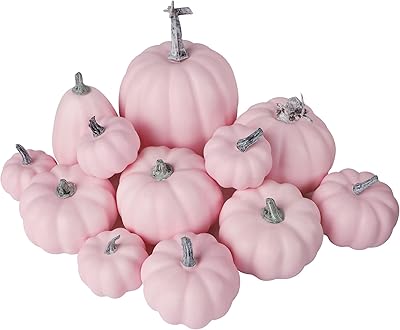 Winimana 12 pieces with artificial pumpkin, pink pumpkin, Halloween fall decoration, False decorative pumpkins for Thanksgiving table, kitchen fireplace, Wedding friends party.. DIAYTAR NIGERIA: Your partner in affordable online retail with reliable shipping across Nigeria.